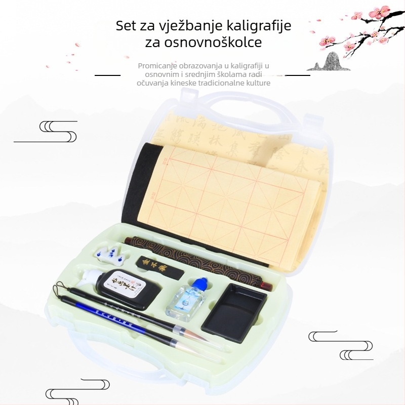 Set kaligrafije za učenike osnovne i srednje škole – platno za vodno pisanje, tinta, papir i kist
