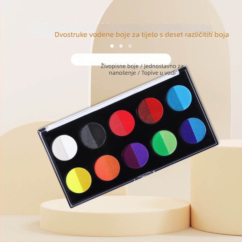 Art plus art Set za lice i tijelo – uljne i akvarelne boje s fluorescirajućim pigmentima; kapacitet 131 g; pakiranje: kutija od 10 komada