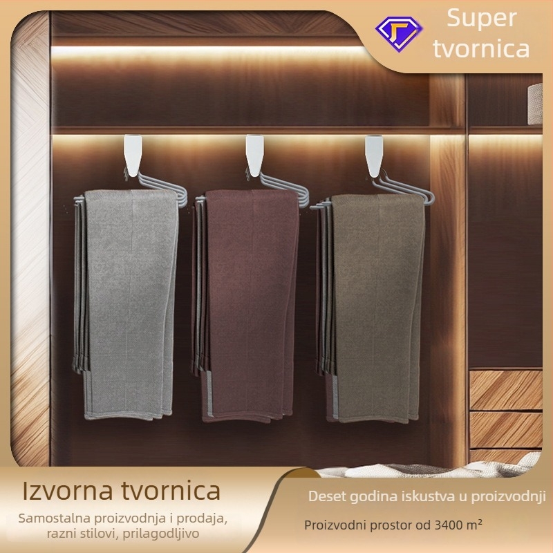 Izvlačni držač za hlače u garderobi – Zhiyi, model 45122; Materijal: hladno valjani čelik; Namjena: garderoba; Stil: moderna jednostavnost.