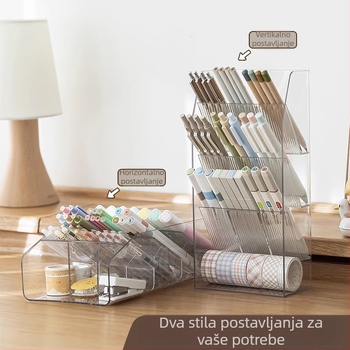 Držač za olovke i kutija za pohranu ruža, transparentan šik dizajn, PET, model SD-3838, kvadratni stolni dodatak