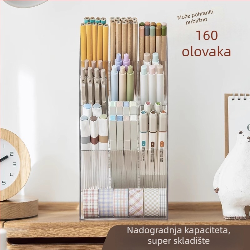 Držač za olovke i kutija za pohranu ruža, transparentan šik dizajn, PET, model SD-3838, kvadratni stolni dodatak