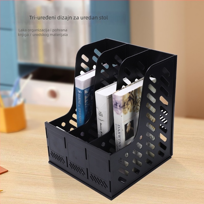 Bright 3-slojni plastični organizator za dokumente, uspravni stolni koš za datoteke, model 9703