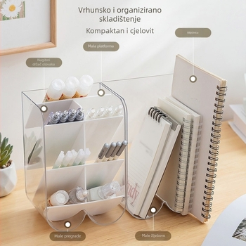 Držač olovke i kutija za pohranu QY7166 - PET+HIPS, 1L, prozirna, moderni minimalistički stolni organizator