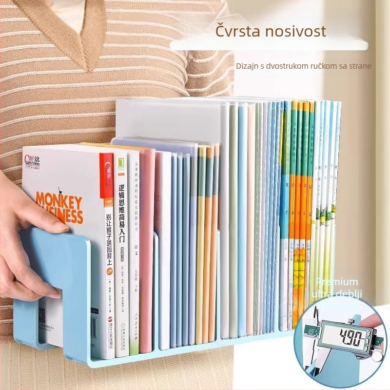 Stalak za knjige za stol s vertikalnim četveroslojnim regalom, plastika, model Zq-1, neto težina 150 g