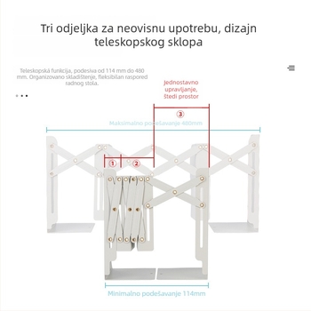 Izvlačni metalni stalak za knjige 78631 za stolnu upotrebu, sklopiv, za učenike