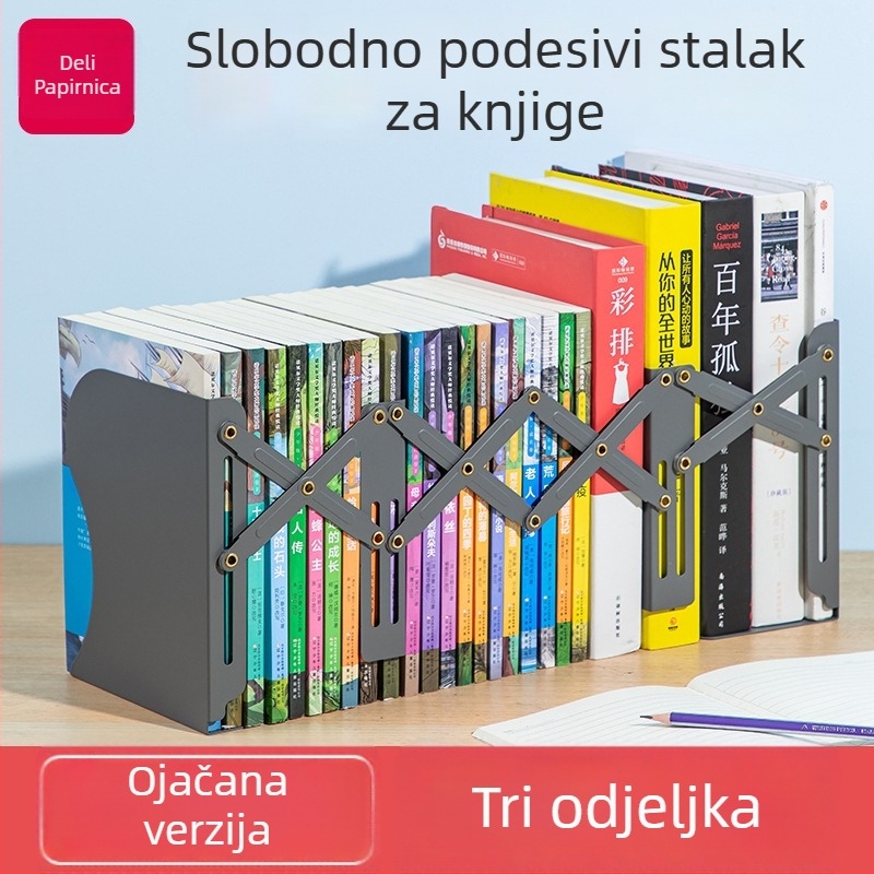 Izvlačni metalni stalak za knjige 78631 za stolnu upotrebu, sklopiv, za učenike