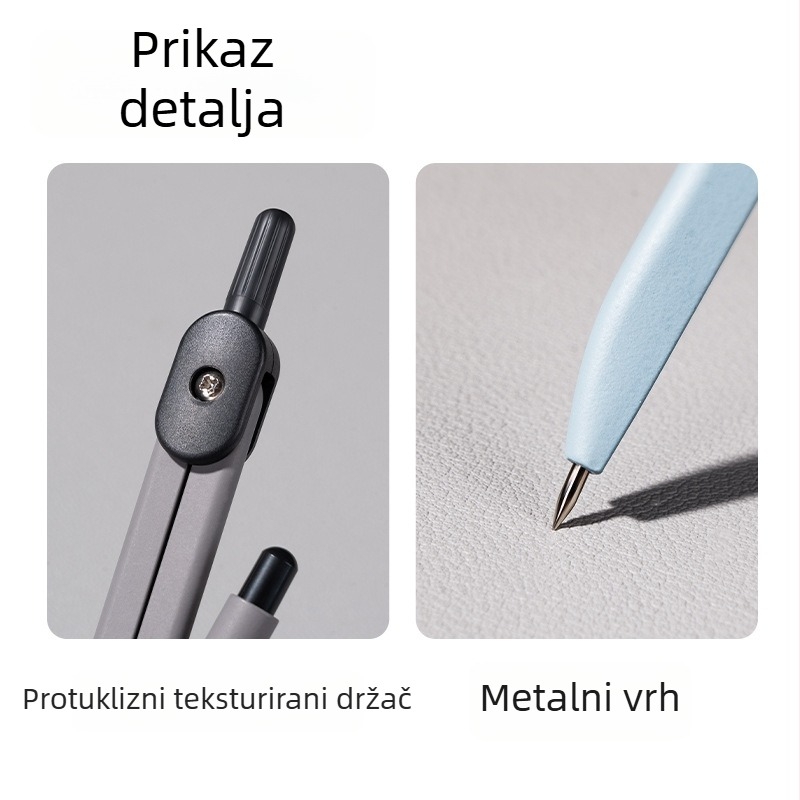 Deli VC1 metalni kompas set – školski alat za crtanje, 0,5 mm grafitno jezgro, 1 kutija