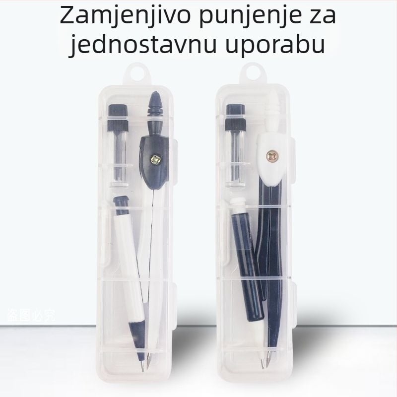 Dva seta kompas za učenje – alati za crtanje i mjerenje, metalna konstrukcija, standardne specifikacije, standardno pakiranje