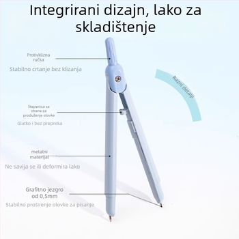 Deli kružilo tipa olovka, metalna konstrukcija, s mehanizmom oslobađanja vrha, profesionalno crtanje, VC28, paket 288 kom