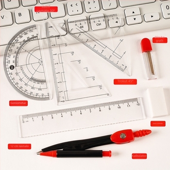 Geometrijski set s kompasom i ravnalom, Long year, model a1272, plastični, 200 komada u kutiji