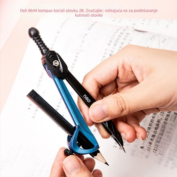 Kružni pribor za crtanje s goniometrom, metalni alat za inženjersko crtanje, model 8644