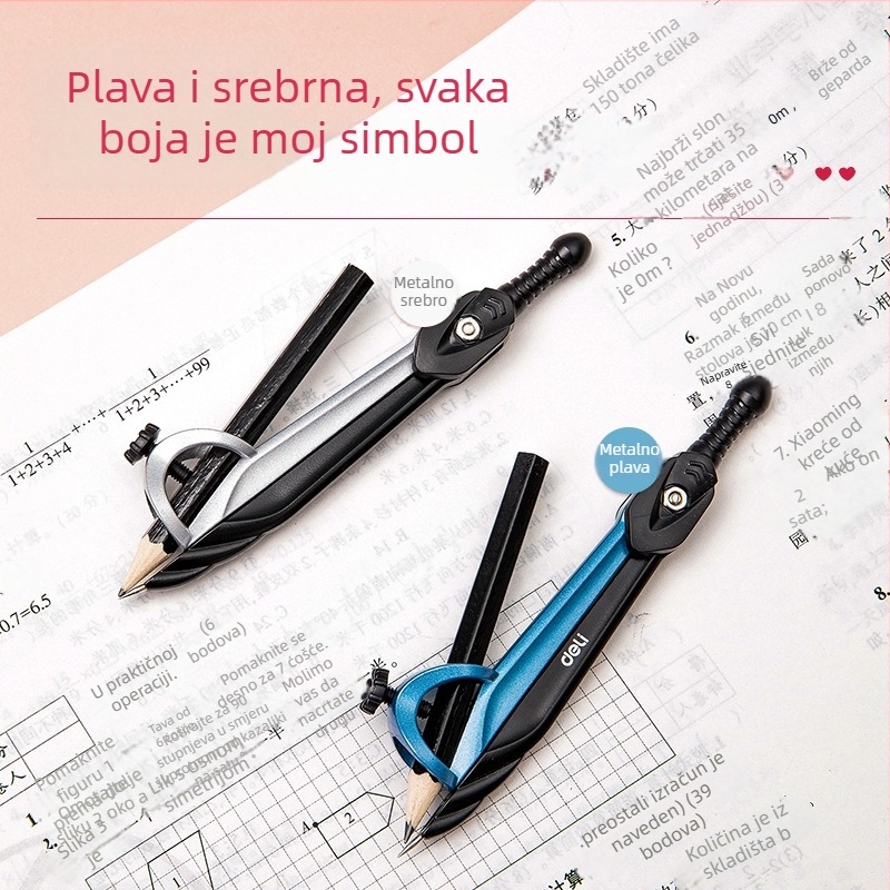 Kružni pribor za crtanje s goniometrom, metalni alat za inženjersko crtanje, model 8644