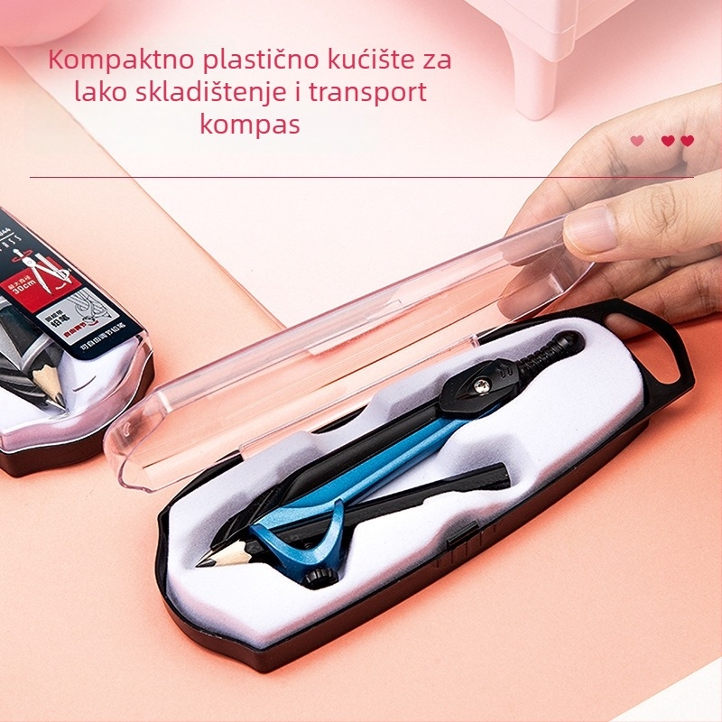 Kružni pribor za crtanje s goniometrom, metalni alat za inženjersko crtanje, model 8644