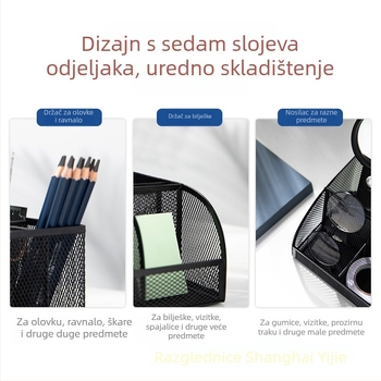 Deli 8903 Kvadratni metalni držač olovke, višenamjenski stolni organizator