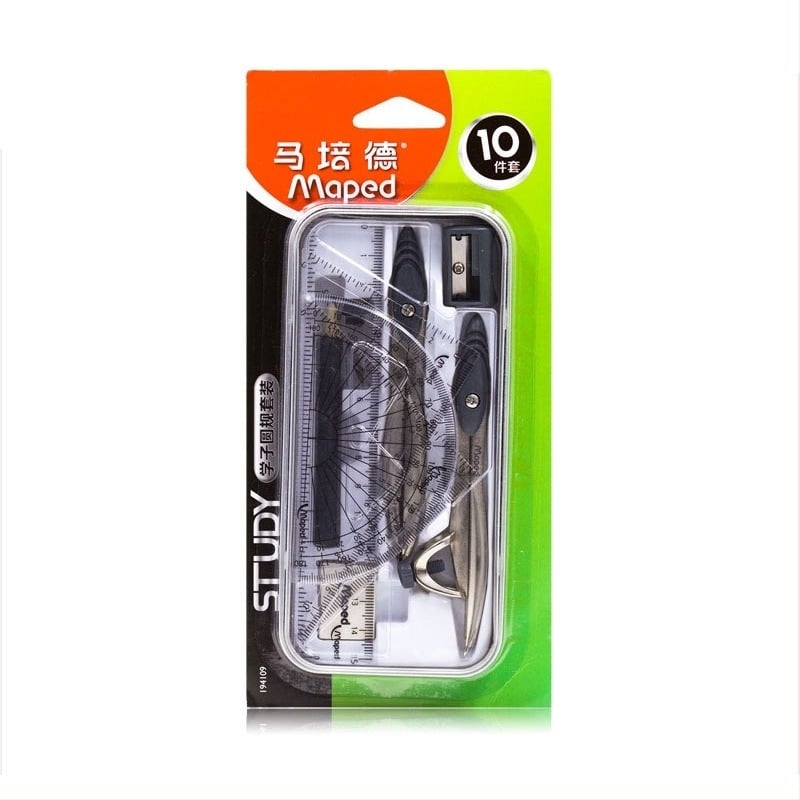 Ma Peide metalni set za crtanje s kompasima, 10 dijelova, model 194109CH, pakirano u kutiju