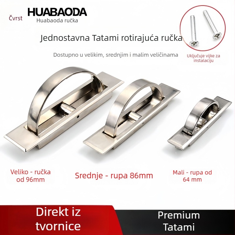 Tatami ručka za krevet — cinkova legura, elektroplatiranje, model 505, moderni minimalistički stil