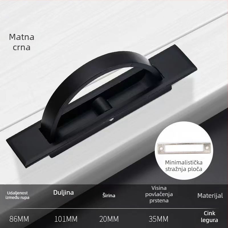 Tatami ručka za krevet — cinkova legura, elektroplatiranje, model 505, moderni minimalistički stil