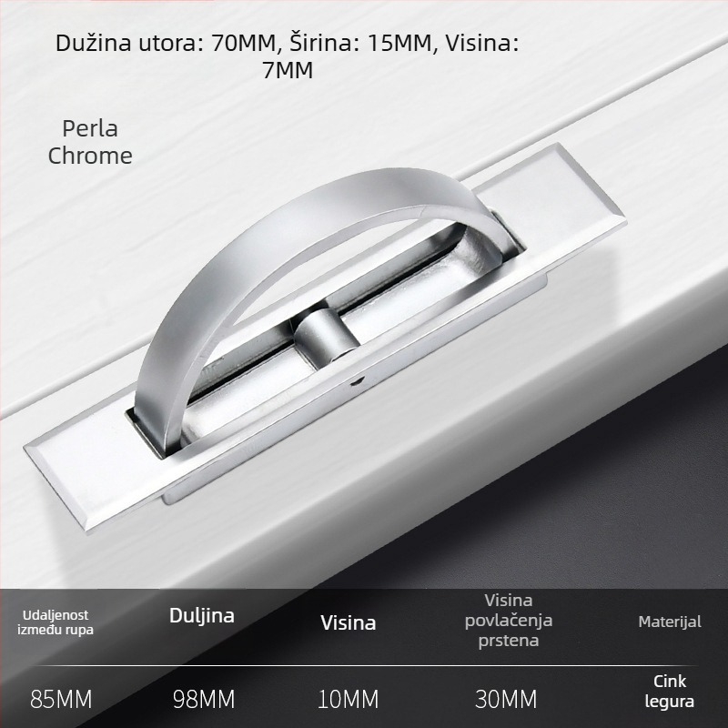 Tatami ručka za krevet — cinkova legura, elektroplatiranje, model 505, moderni minimalistički stil