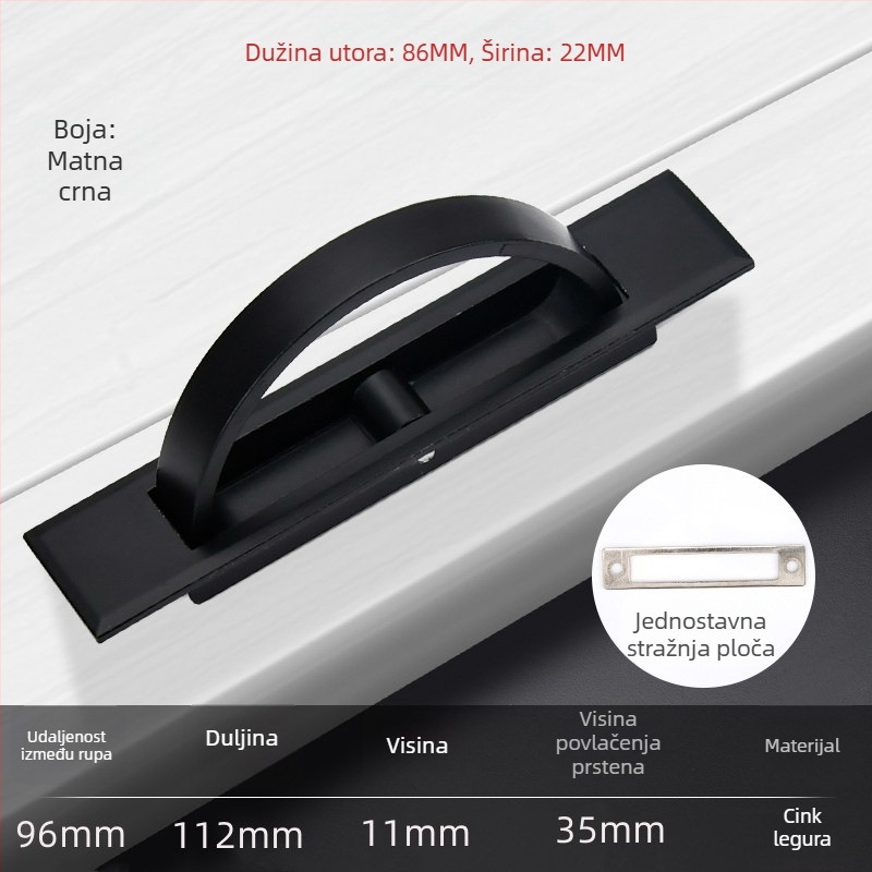 Tatami ručka za krevet — cinkova legura, elektroplatiranje, model 505, moderni minimalistički stil