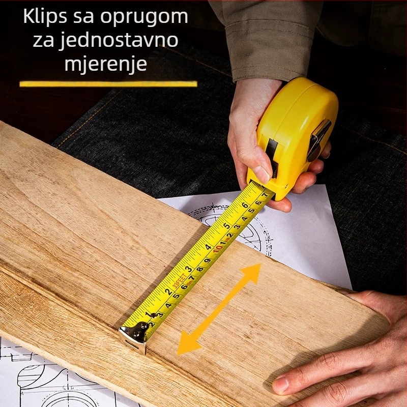 Deli 8203 čelična mjerna traka, 5 m – mjerni alat za crtanje i kućnu upotrebu