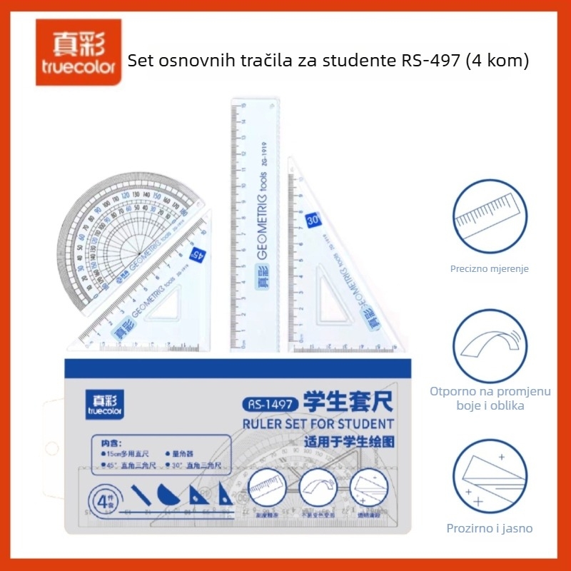 True Color Zc-rs1497 plastični set ravnala, 4-djelni