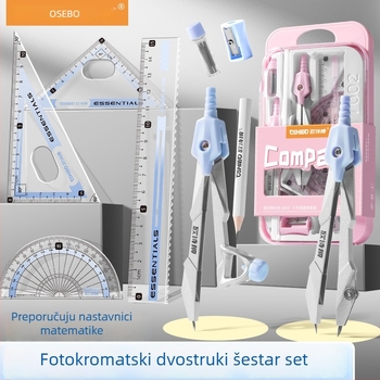 Set kompas i ravnalo za učenike, plastični, 10-dijelni set, marka Good