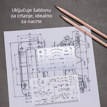 DELI 72156 Set strojnog crtanja — metalni, set alata s kružilom