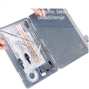 DELI 72156 Set strojnog crtanja — metalni, set alata s kružilom