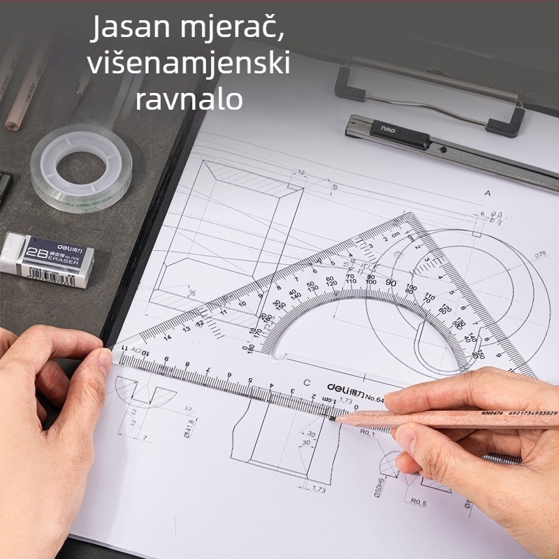 DELI 72156 Set strojnog crtanja — metalni, set alata s kružilom