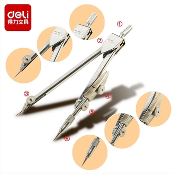 Deli 8601 metalni kompas za ured, učenje, crtanje i inženjering – set od jednog komada