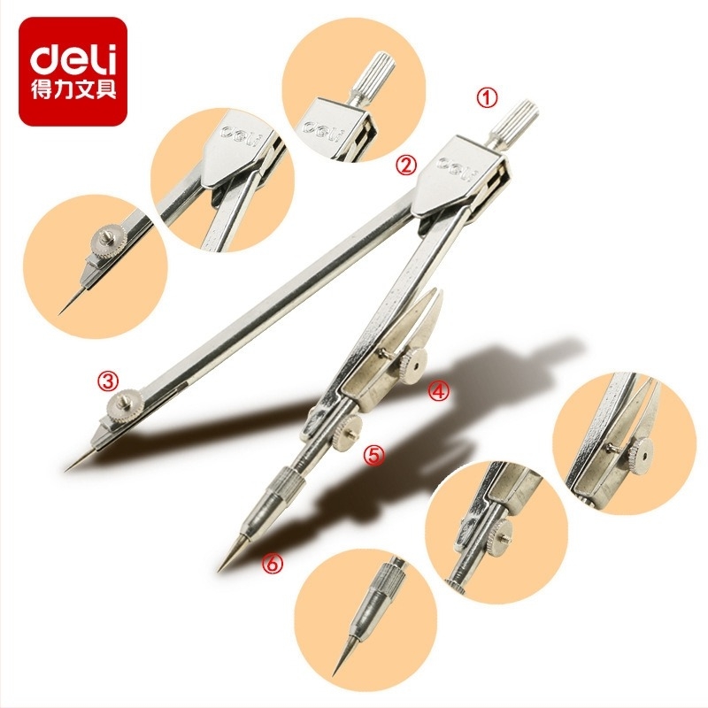 Deli 8601 metalni kompas za ured, učenje, crtanje i inženjering – set od jednog komada