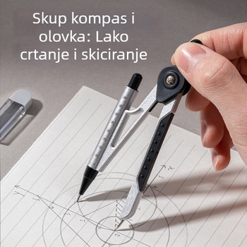 Deli SG33 ispitni set za crtanje, 15 dijelova: kompas, metalni alati za crtanje, gel pero