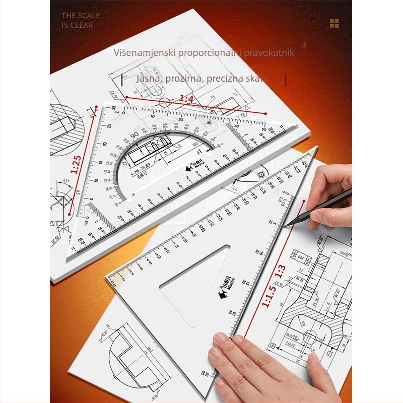 Set alata za tehničko crtanje – plastični set za građevinske projekte – (Model: Lz-xyejxhtc; Materijal: Plastika; Tip: Set; Marka: Good; Količina: 1 komad)