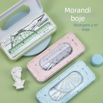 Little Fish 2220 Set pravila i šestar od cinkovog legura s trokutastim pravokutnikom