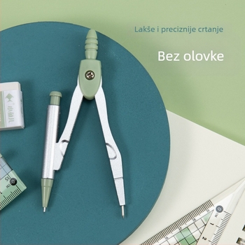 Little Fish 2220 Set pravila i šestar od cinkovog legura s trokutastim pravokutnikom