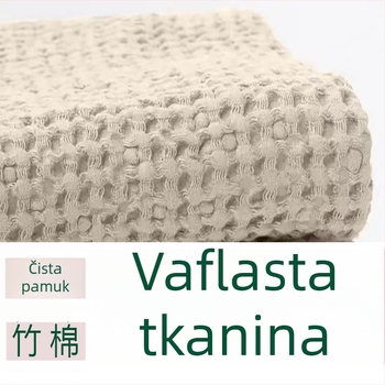 Vaflasta pamučna tkanina — 100% pamuk, pređeno bojenje, geometrijski žakard s mrežastim uzorkom, pogodna za posteljinu, jastuke i deke, jesen–zima