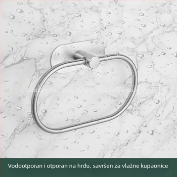 Prsten za ručnike od nehrđajućeg čelika 304, bez bušenja, na zid, kružni ili kvadratni oblik, kupaonica