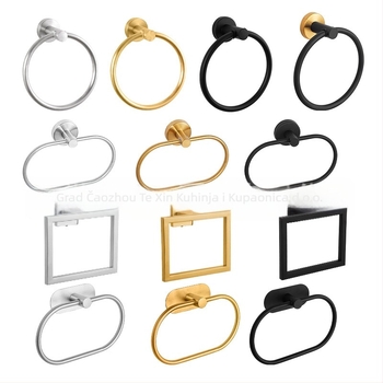 Prsten za ručnike od nehrđajućeg čelika 304, bez bušenja, na zid, kružni ili kvadratni oblik, kupaonica