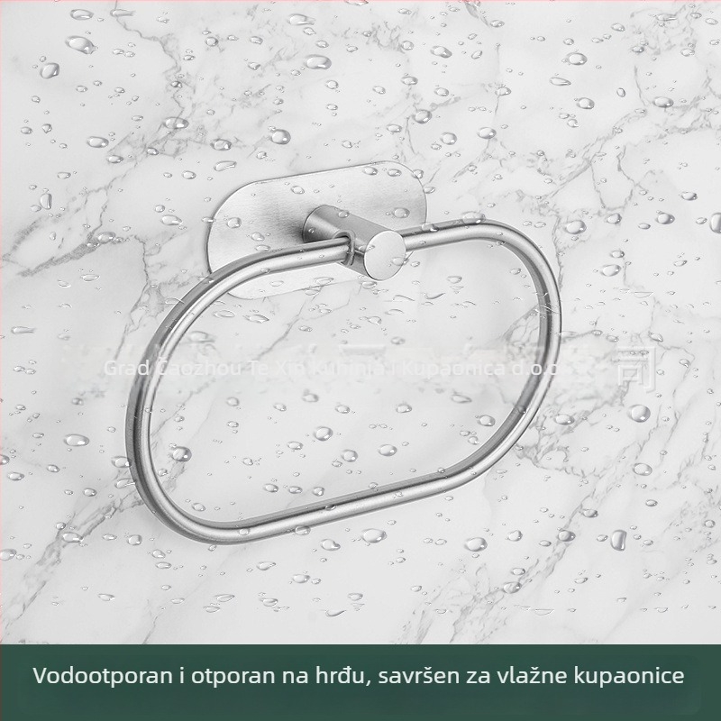 Prsten za ručnike od nehrđajućeg čelika 304, bez bušenja, na zid, kružni ili kvadratni oblik, kupaonica