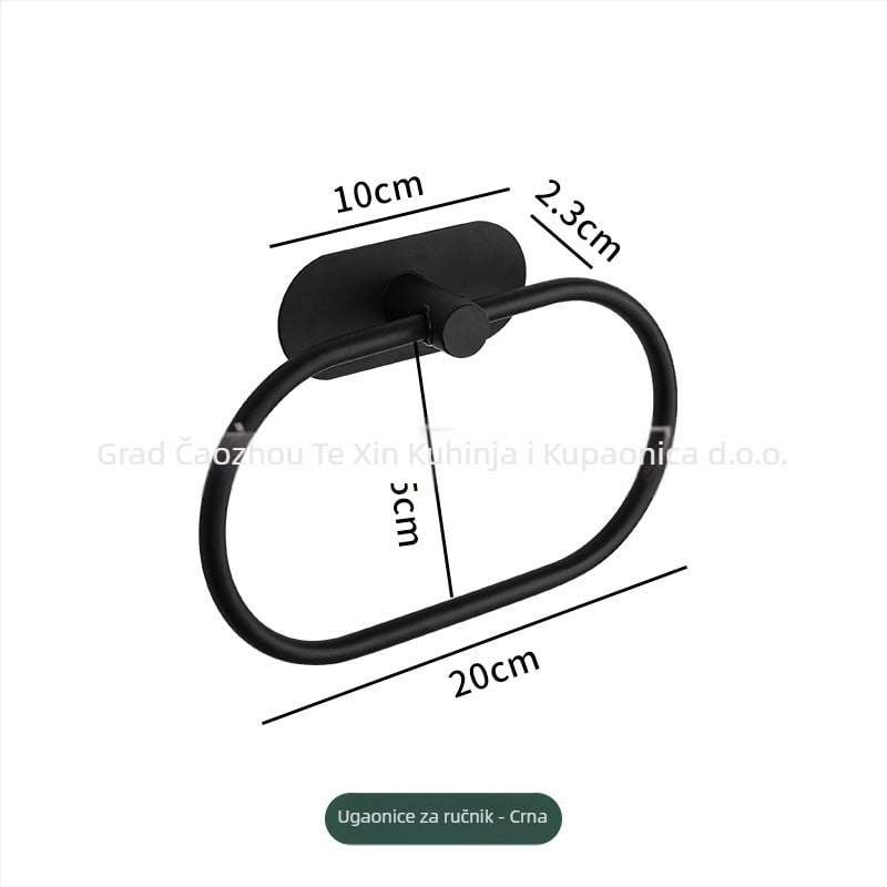 Prsten za ručnike od nehrđajućeg čelika 304, bez bušenja, na zid, kružni ili kvadratni oblik, kupaonica