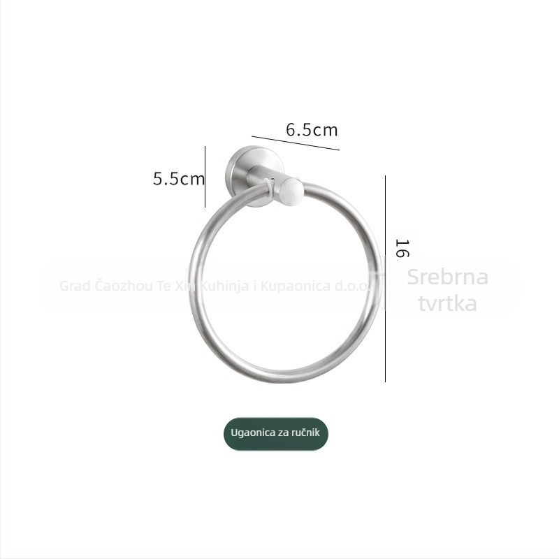 Prsten za ručnike od nehrđajućeg čelika 304, bez bušenja, na zid, kružni ili kvadratni oblik, kupaonica