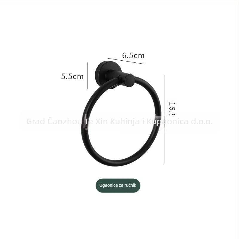 Prsten za ručnike od nehrđajućeg čelika 304, bez bušenja, na zid, kružni ili kvadratni oblik, kupaonica