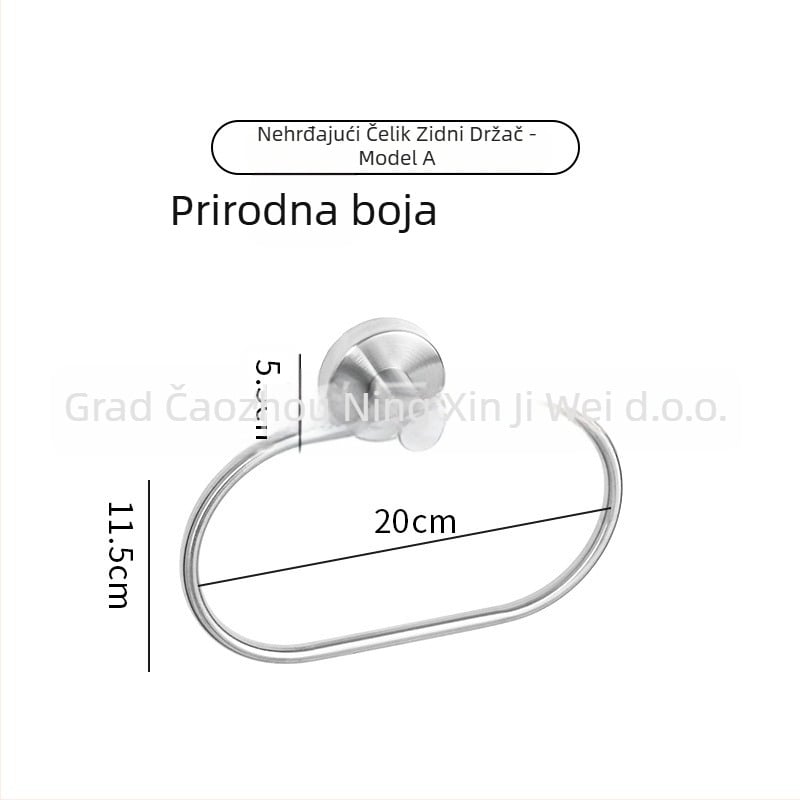 Prsten za ručnike od nehrđajućeg čelika 304, bez bušenja, na zid, kružni ili kvadratni oblik, kupaonica