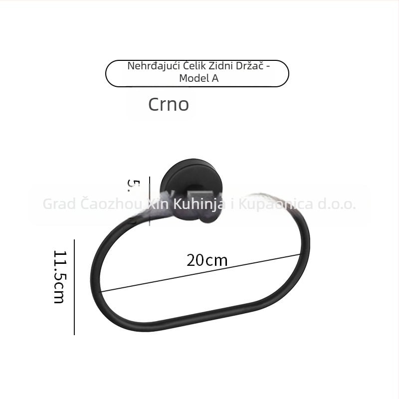 Prsten za ručnike od nehrđajućeg čelika 304, bez bušenja, na zid, kružni ili kvadratni oblik, kupaonica