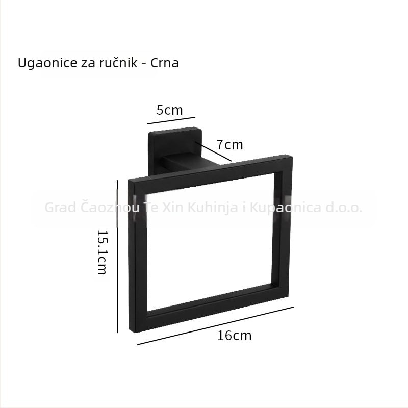 Prsten za ručnike od nehrđajućeg čelika 304, bez bušenja, na zid, kružni ili kvadratni oblik, kupaonica