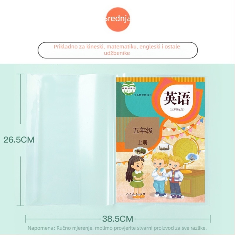 Ekološki prozirni zaštitni omot za udžbenik za srednjoškolce, s zaštitnom folijom bez rezanja.