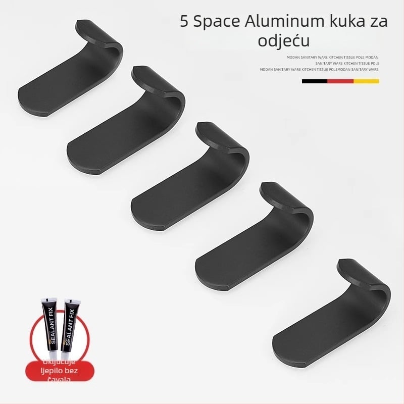 Držač za ručnike s jednim šipkom — bez bušenja, aluminijski spoj, oksidirani premaz, nosivost 30 kg, nordični moderni stil