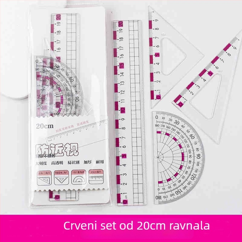 Centimetarska ravnala – Zaštita vida od kratkovidnosti, dvostruka mjerna skala, prozirno, plastično, za učenike