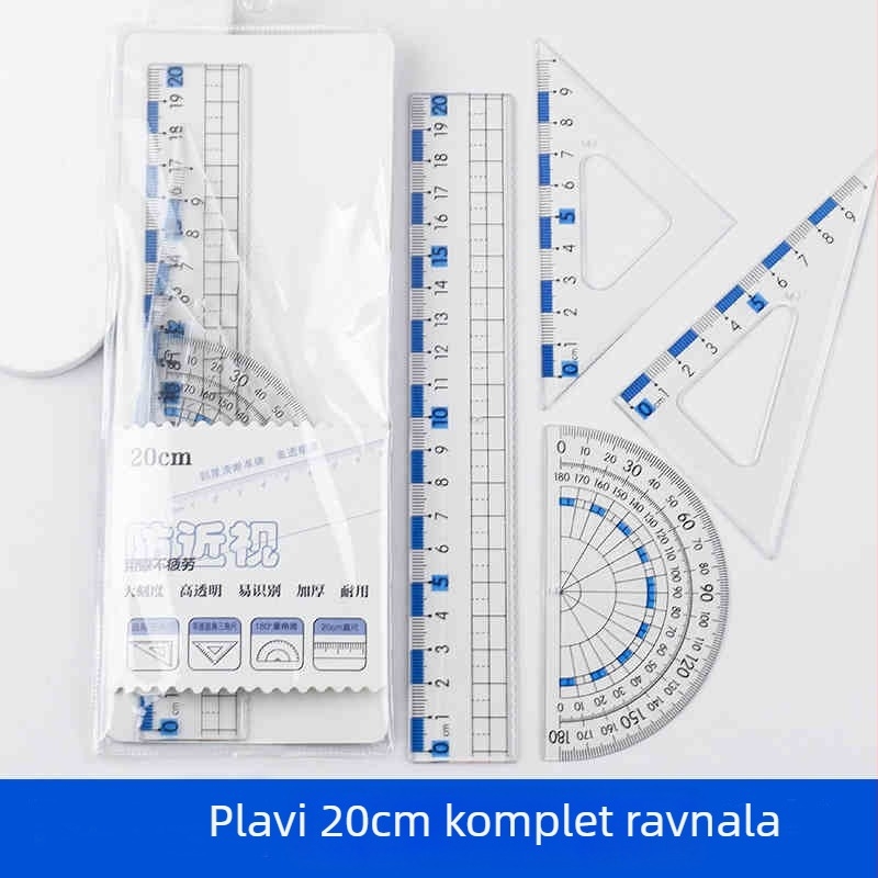 Centimetarska ravnala – Zaštita vida od kratkovidnosti, dvostruka mjerna skala, prozirno, plastično, za učenike