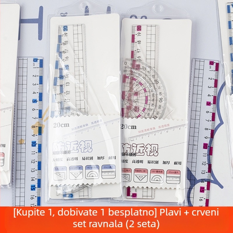 Centimetarska ravnala – Zaštita vida od kratkovidnosti, dvostruka mjerna skala, prozirno, plastično, za učenike